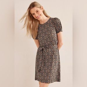 Boden Black and Brown Patterned Midi Dress